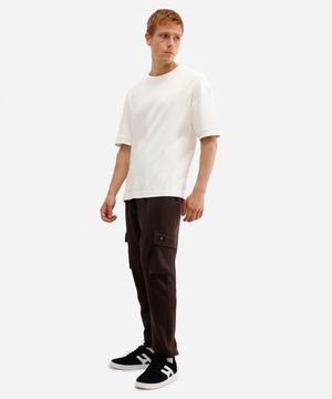 calça de moletom cargo - marrom escuro