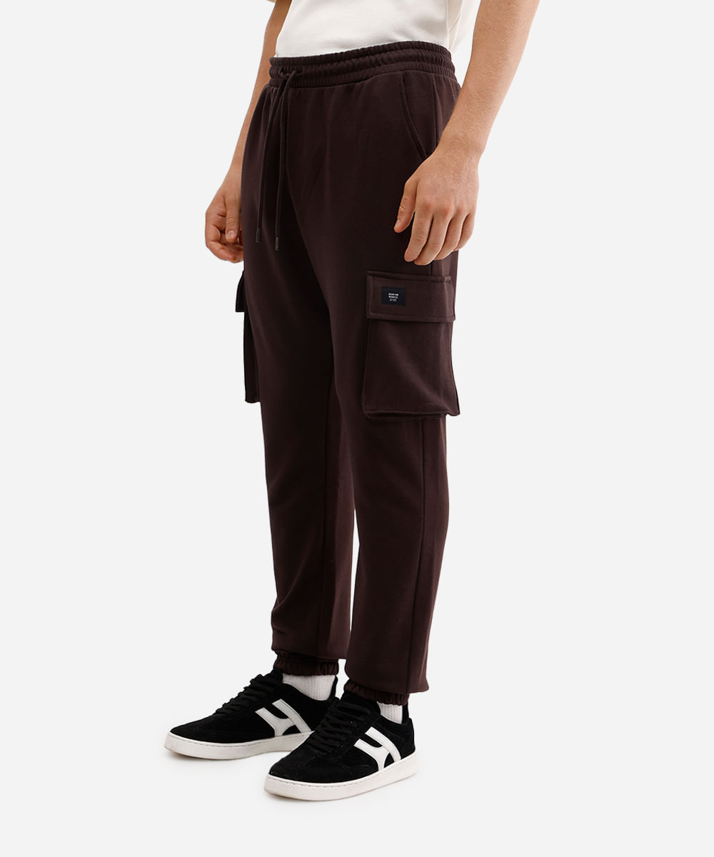 calça de moletom cargo - marrom escuro