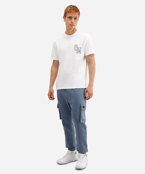 calça de moletom cargo azul