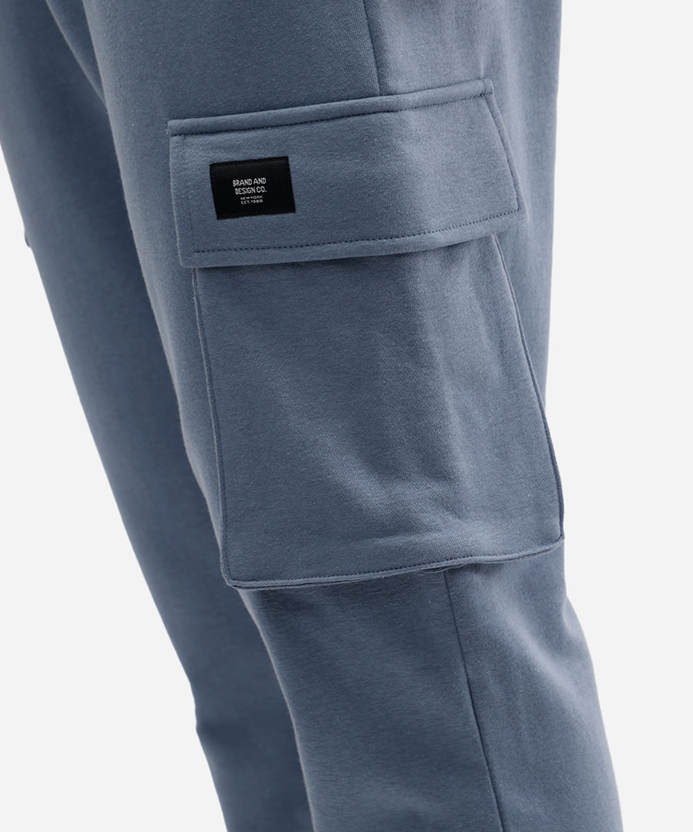 calça de moletom cargo azul