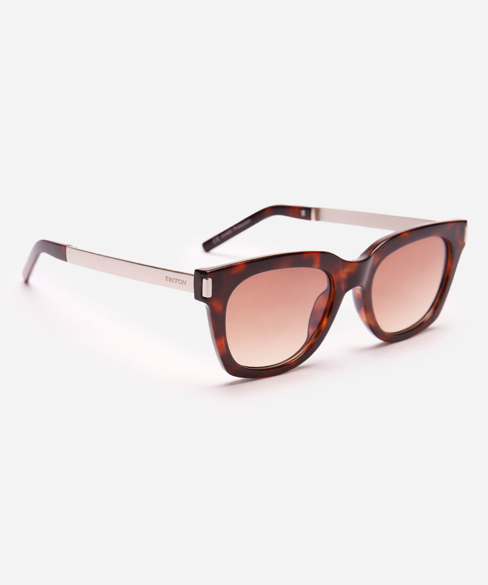 óculos de sol feminino oval tartaruga triton marrom