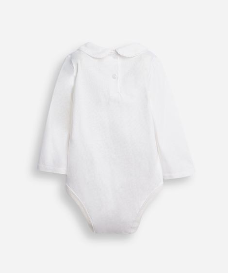body infantil gola peter pan com renda off white