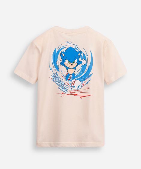 camiseta de algodão infantil sonic bege