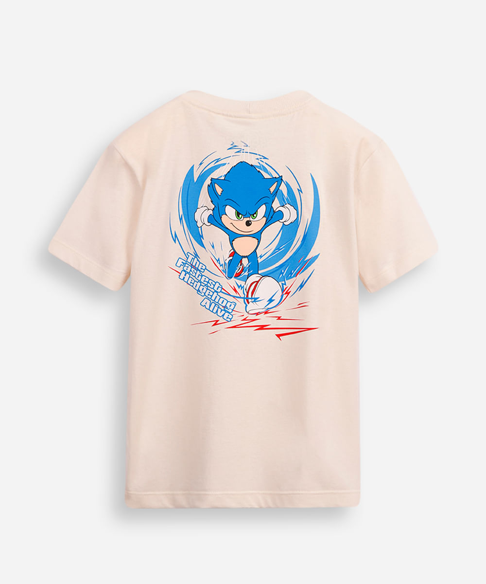 camiseta de algodão infantil sonic bege