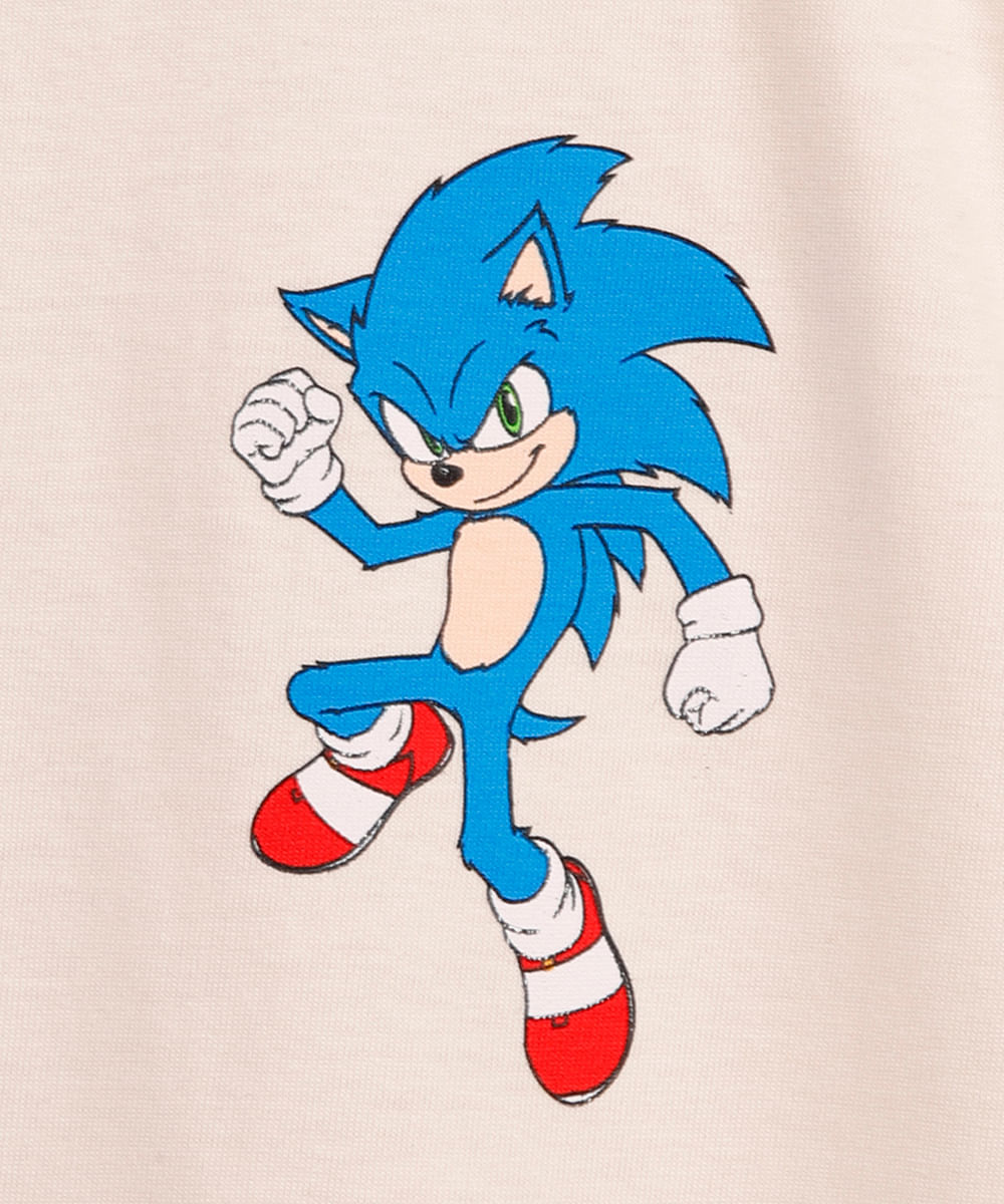 camiseta de algodão infantil sonic bege
