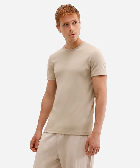 camiseta slim de algodão peruano bold bege