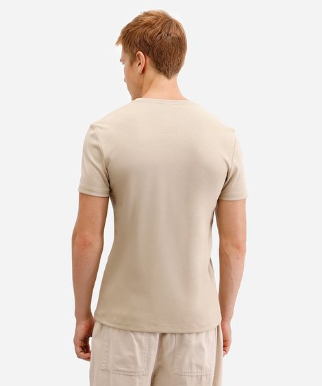 camiseta slim de algodão peruano bold bege