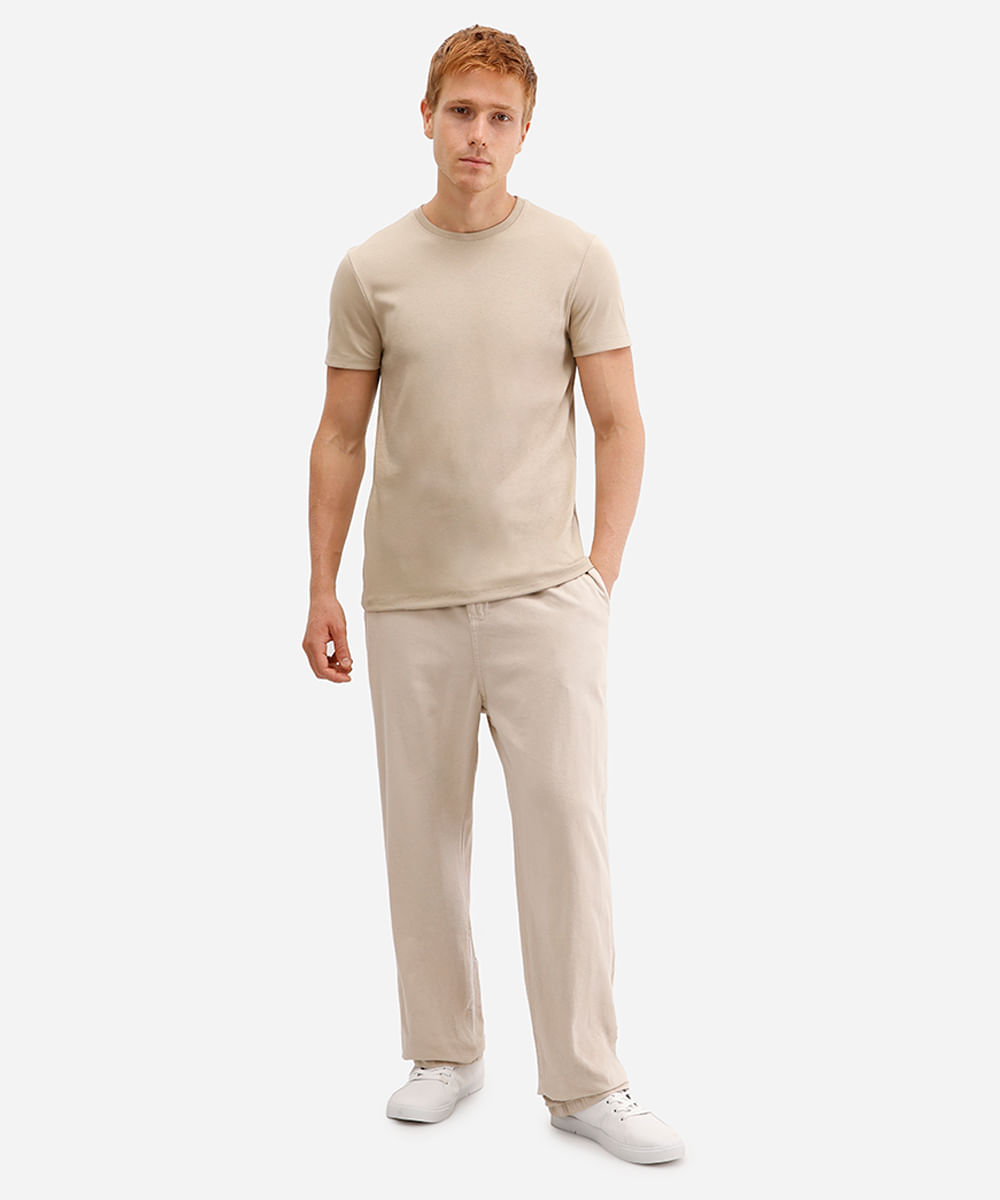 camiseta slim de algodão peruano bold bege