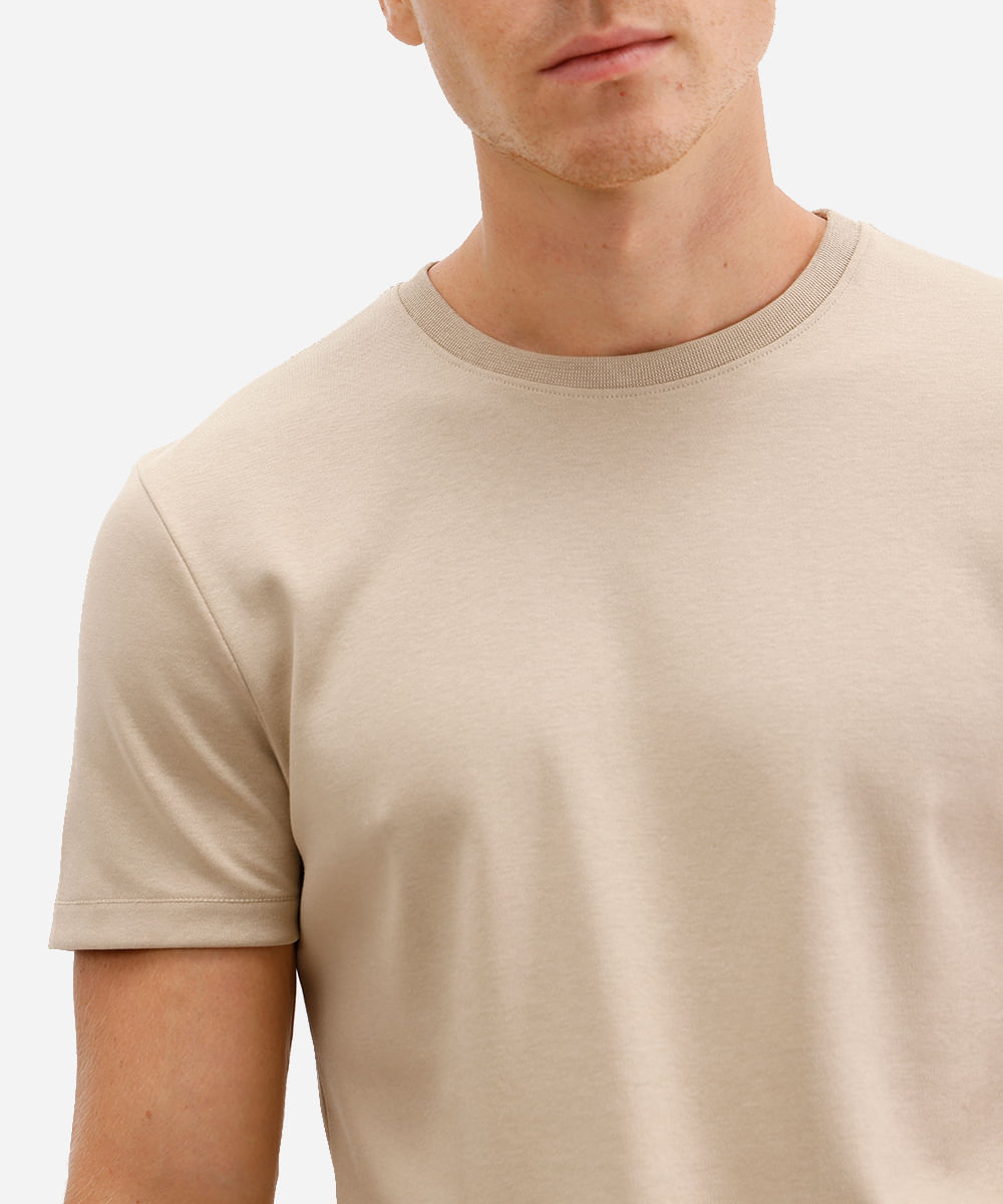 camiseta slim de algodão peruano bold bege