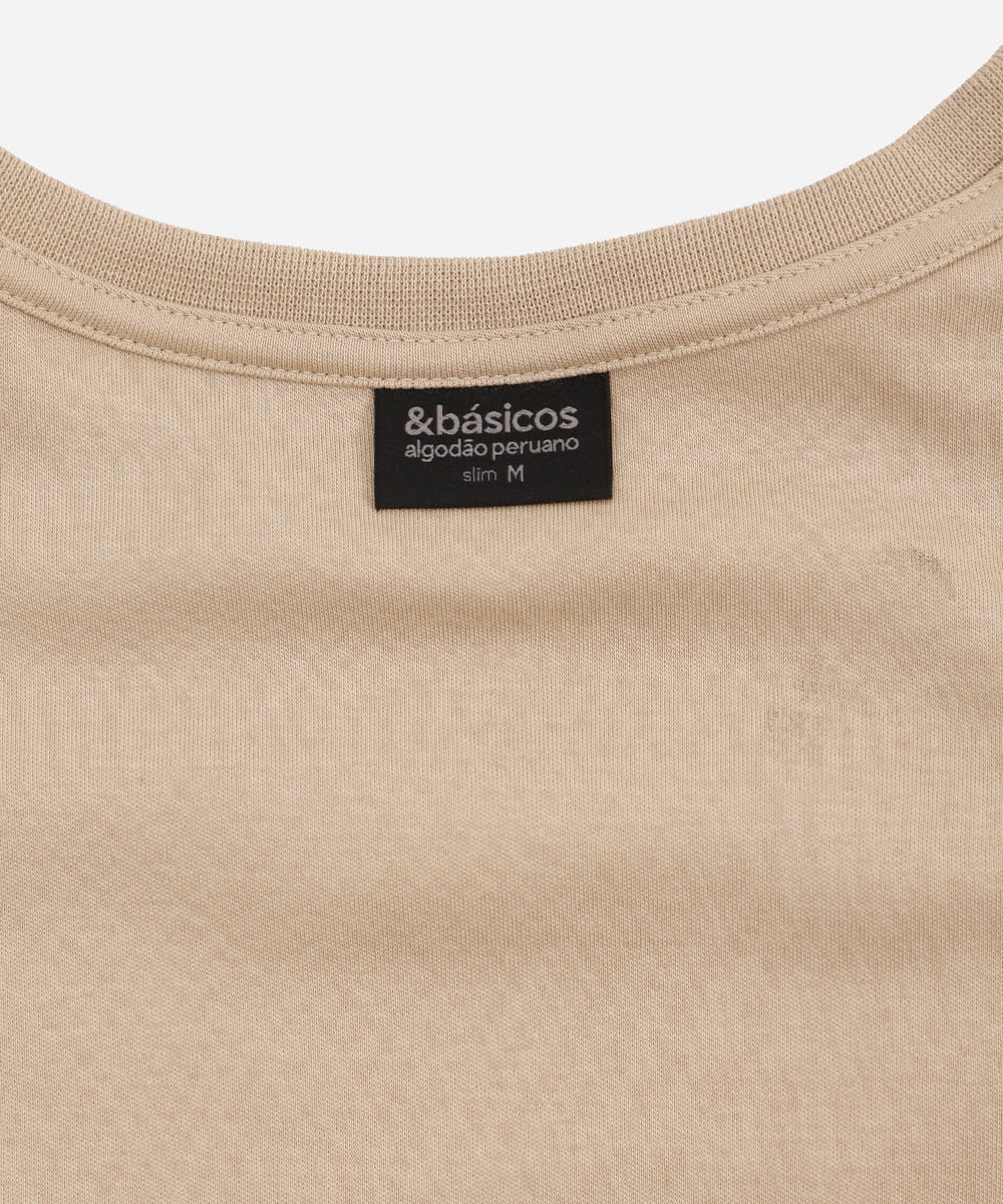 camiseta slim de algodão peruano bold bege