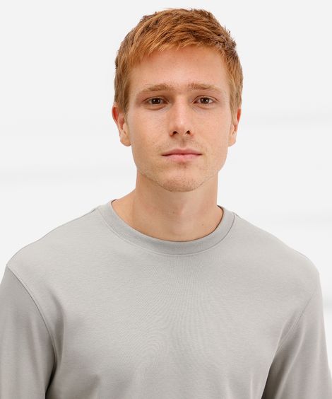 camiseta de algodão peruano bold manga longa cinza