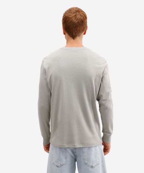 camiseta de algodão peruano bold manga longa cinza