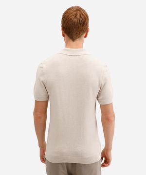 polo masculina de tricot texturizada bege
