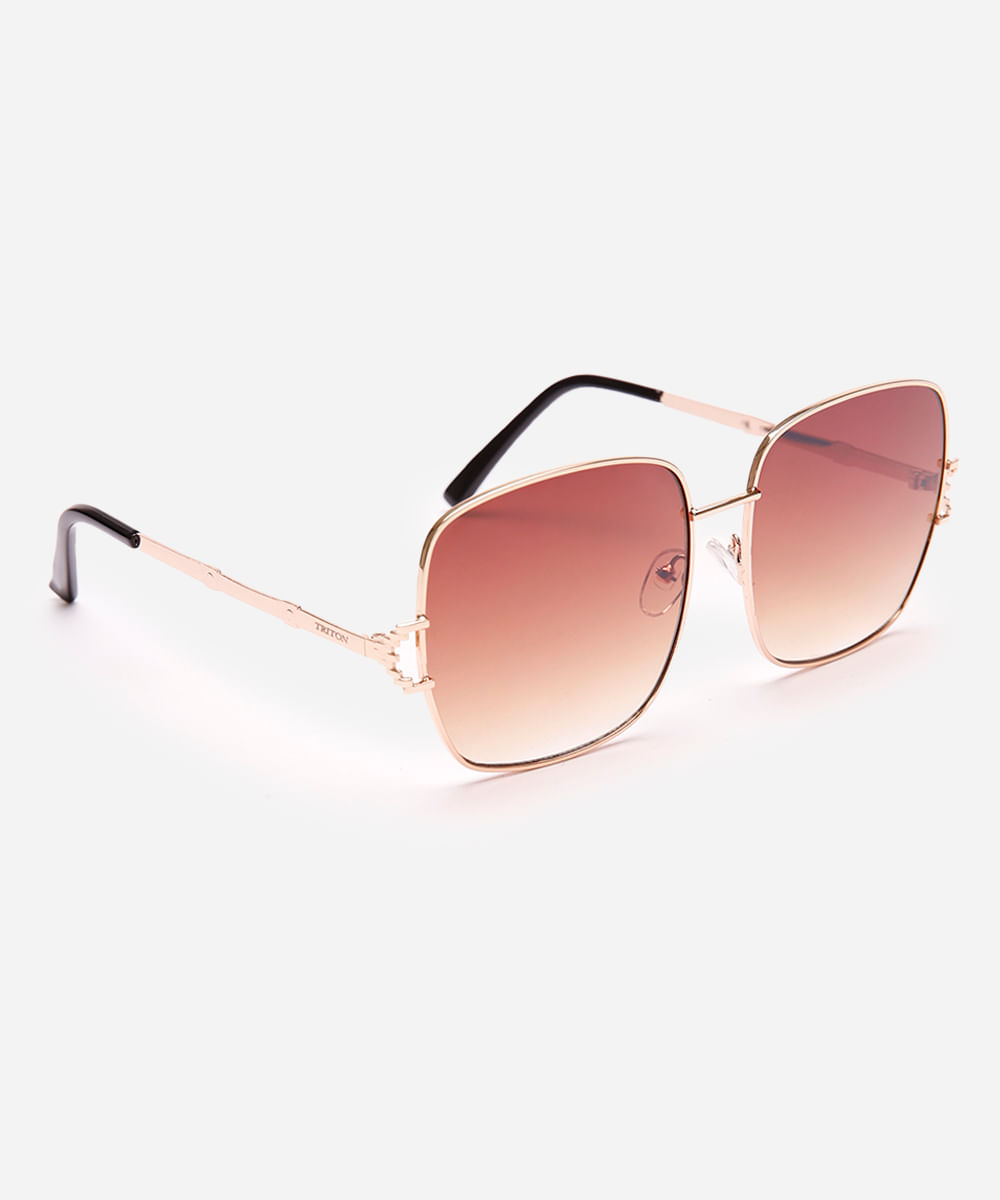 óculos de sol quadrado feminino triton dourado