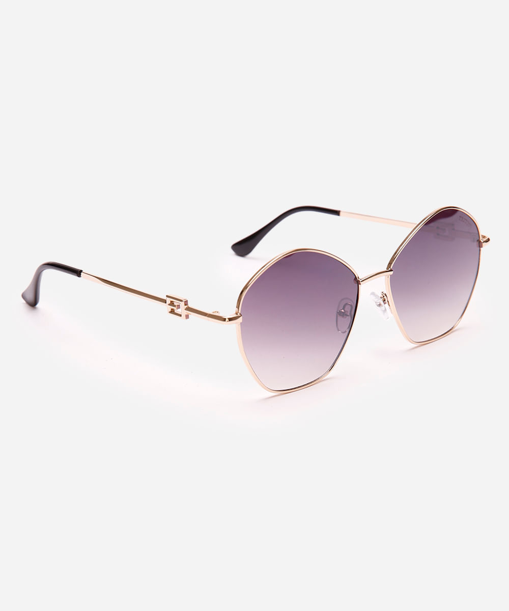 óculos de sol feminino redondo triton dourado