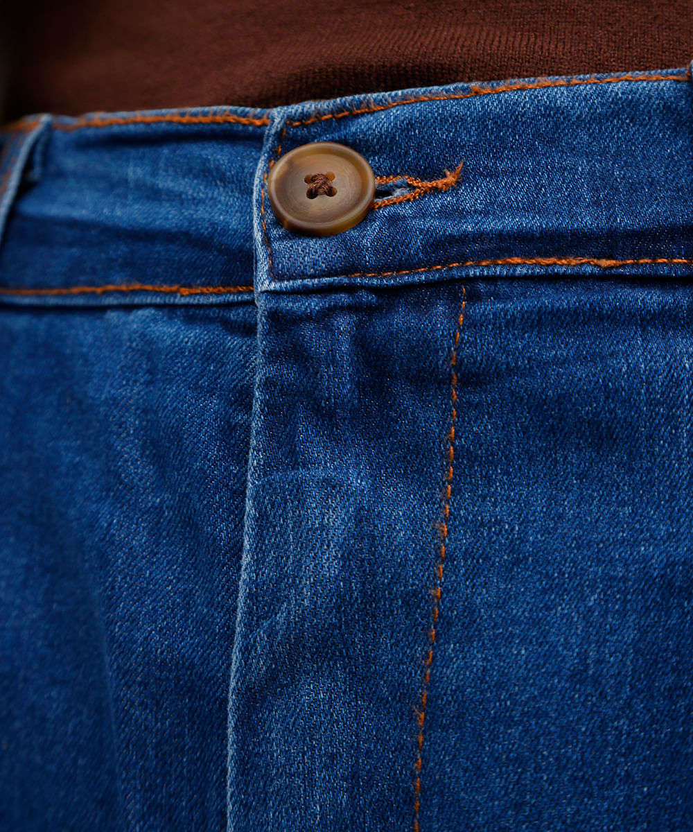 bermuda feminina jeans cós elástico - jeans escuro