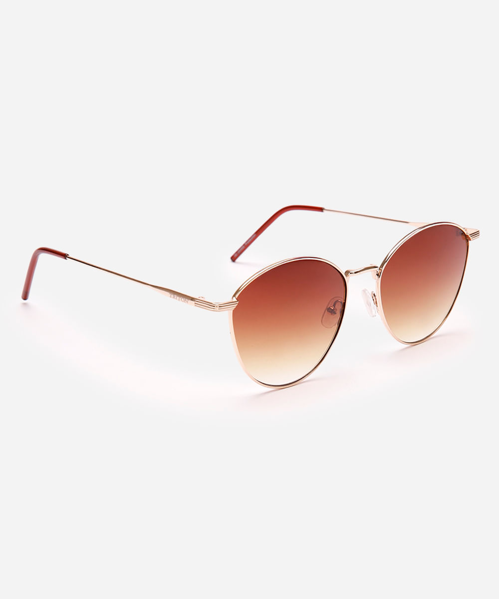 óculos de sol feminino redondo triton dourado