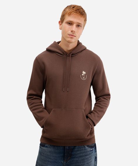 blusão masculino de moletom com capuz vacation beach club marrom