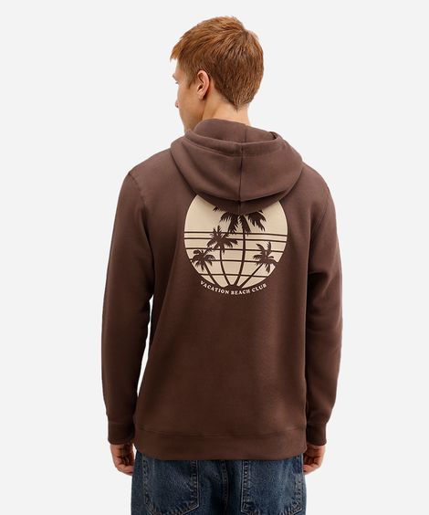 blusão masculino de moletom com capuz vacation beach club marrom
