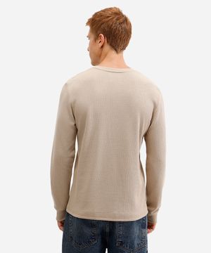 blusa básica masculina manga longa texturizada bege