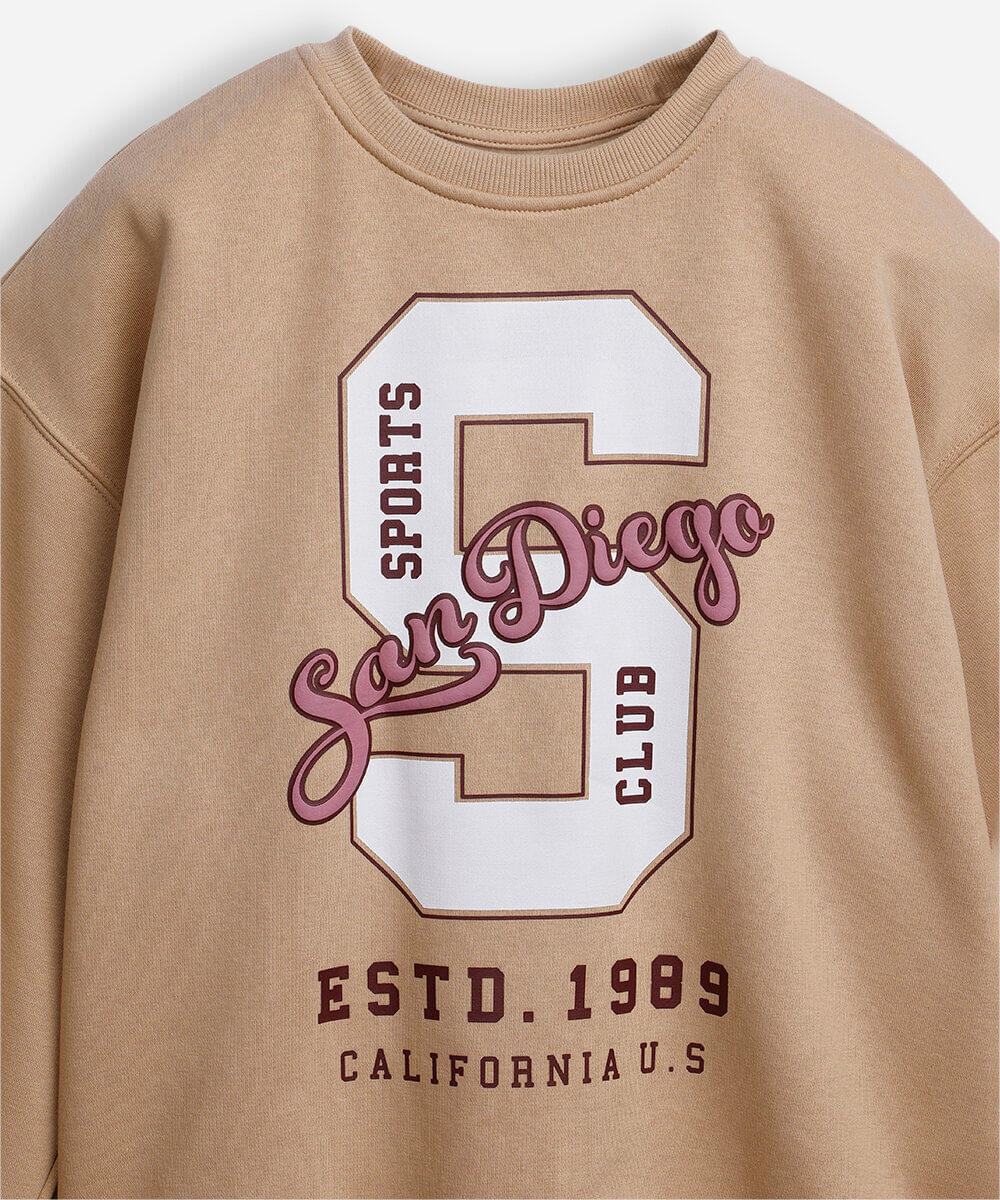 blusão oversized de moletom juvenil san diego bege