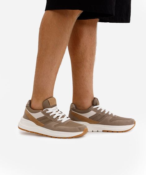 tênis masculino com recortes oneself marrom