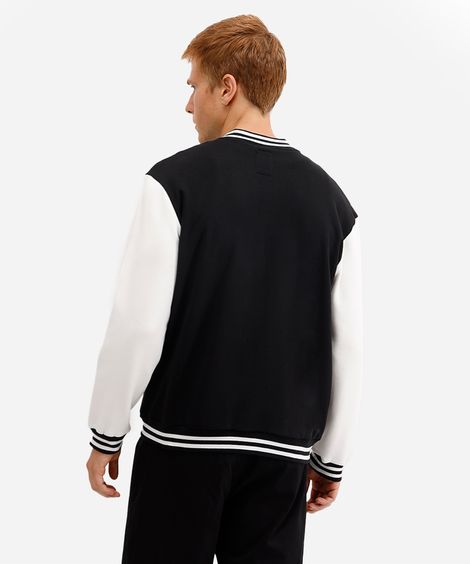jaqueta college masculina de moletom raiders preta
