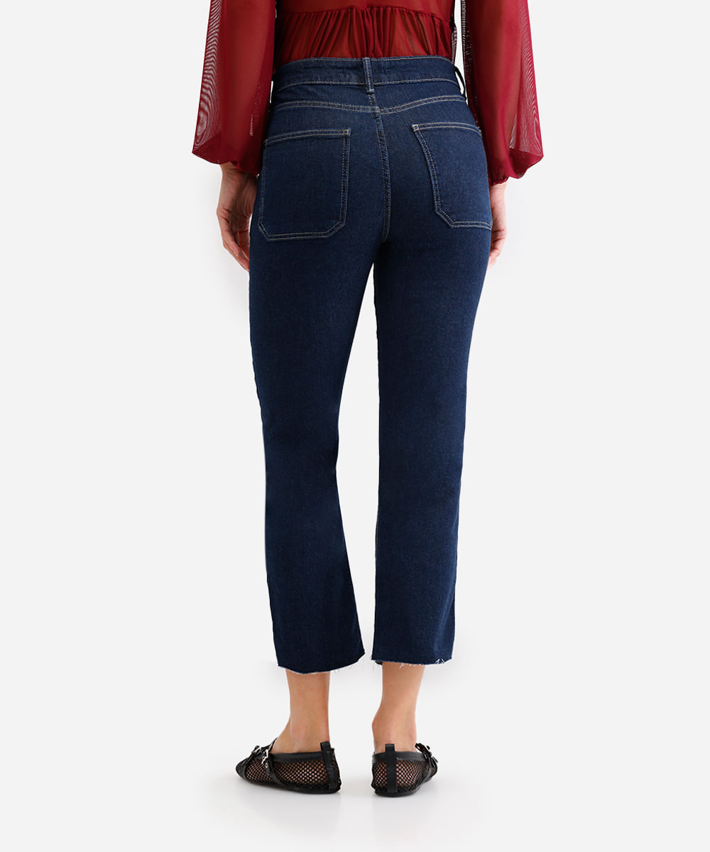 calça feminina jeans cropped cintura alta azul