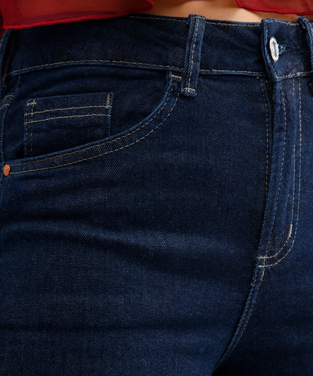 calça feminina jeans cropped cintura alta azul