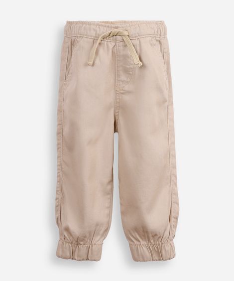 calça jogger infantil de sarja bege