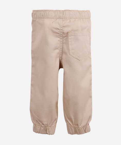 calça jogger infantil de sarja bege