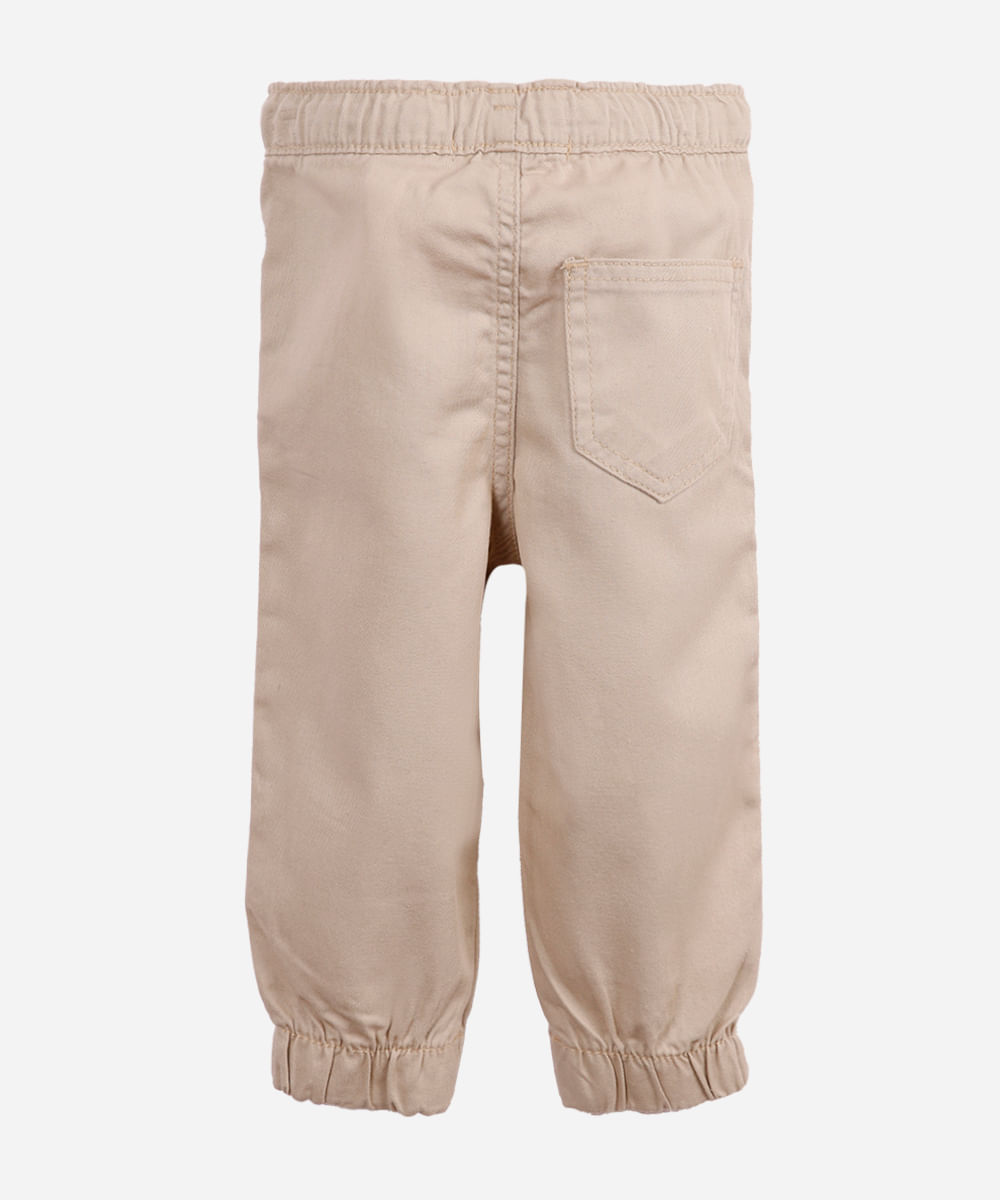calça jogger infantil de sarja bege