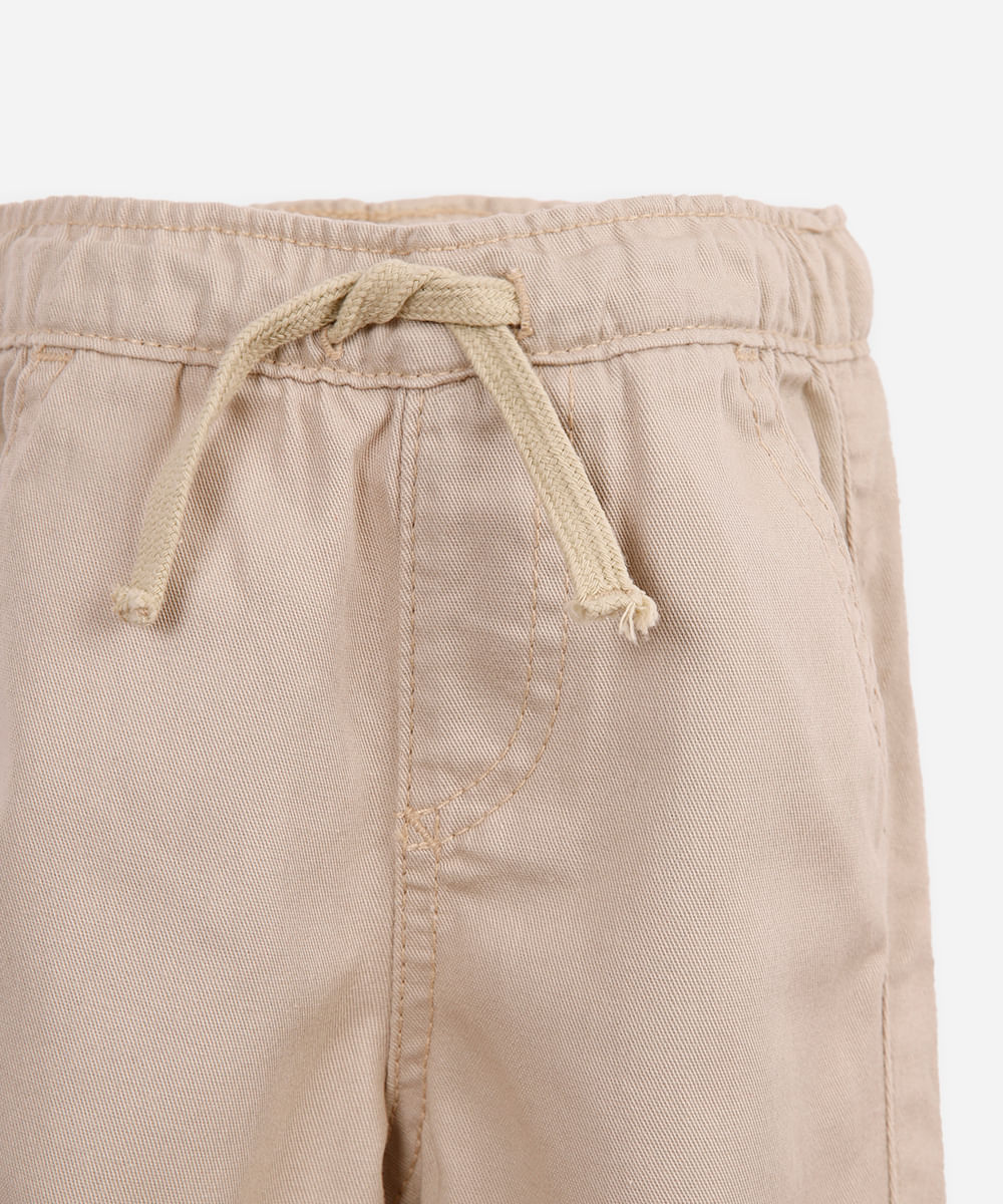 calça jogger infantil de sarja bege