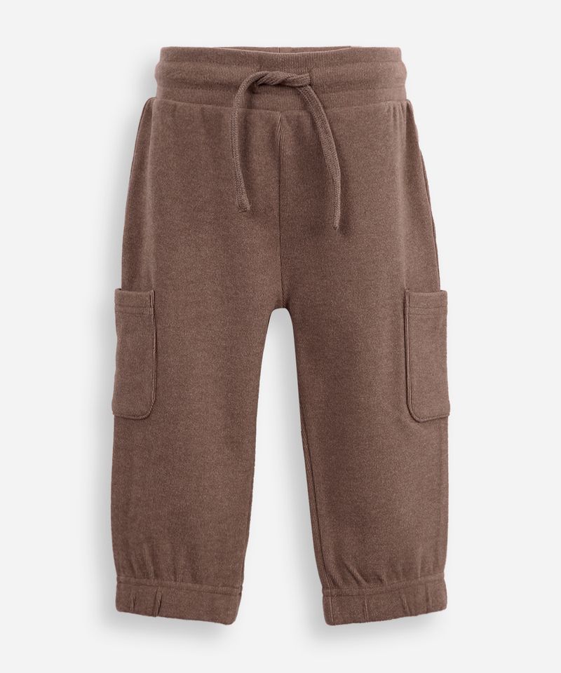 calça jogger infantil com bolsos marrom