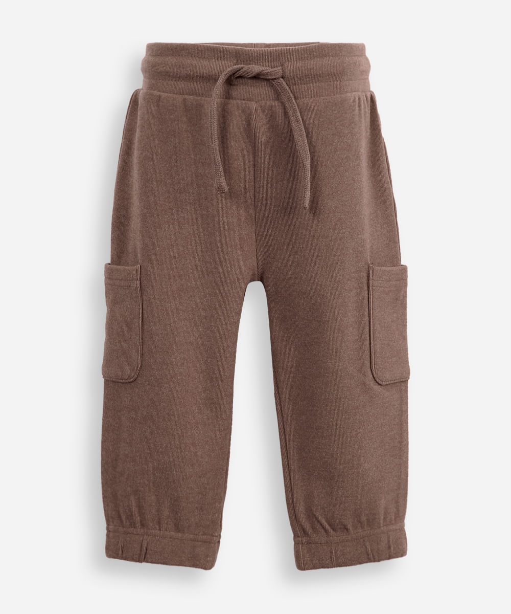 calça jogger infantil com bolsos marrom