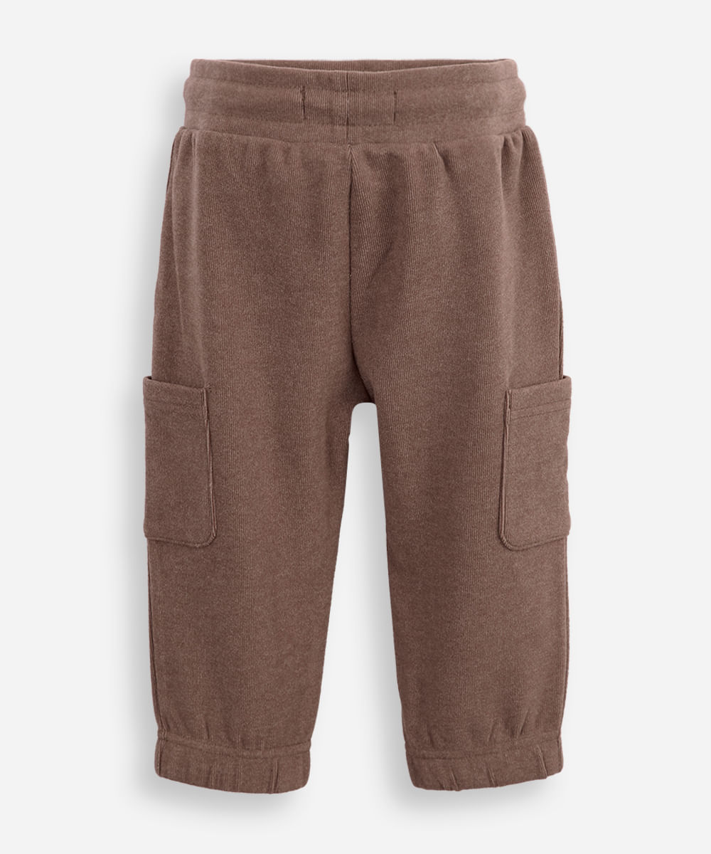 calça jogger infantil com bolsos marrom