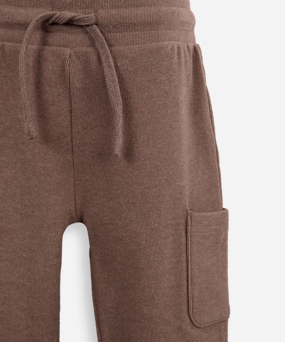 calça jogger infantil com bolsos marrom