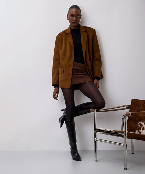 minissaia feminina de suede mindset marrom