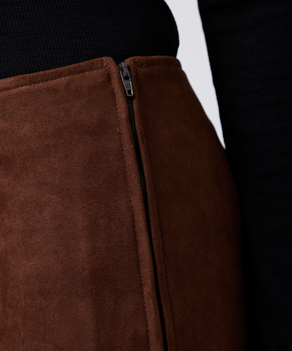 minissaia feminina de suede mindset marrom