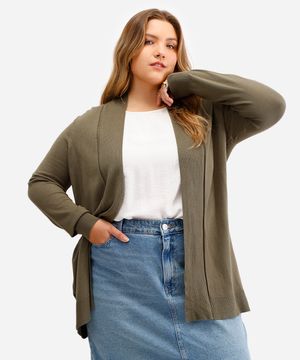 suéter capa de tricot plus size - verde escuro
