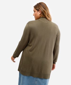 suéter capa de tricot plus size - verde escuro