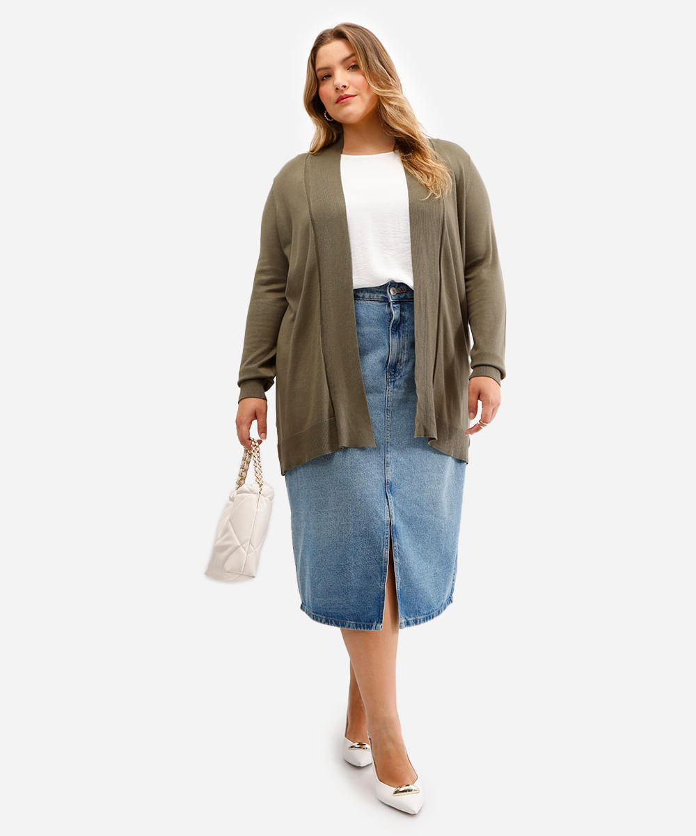 suéter capa de tricot plus size - verde escuro