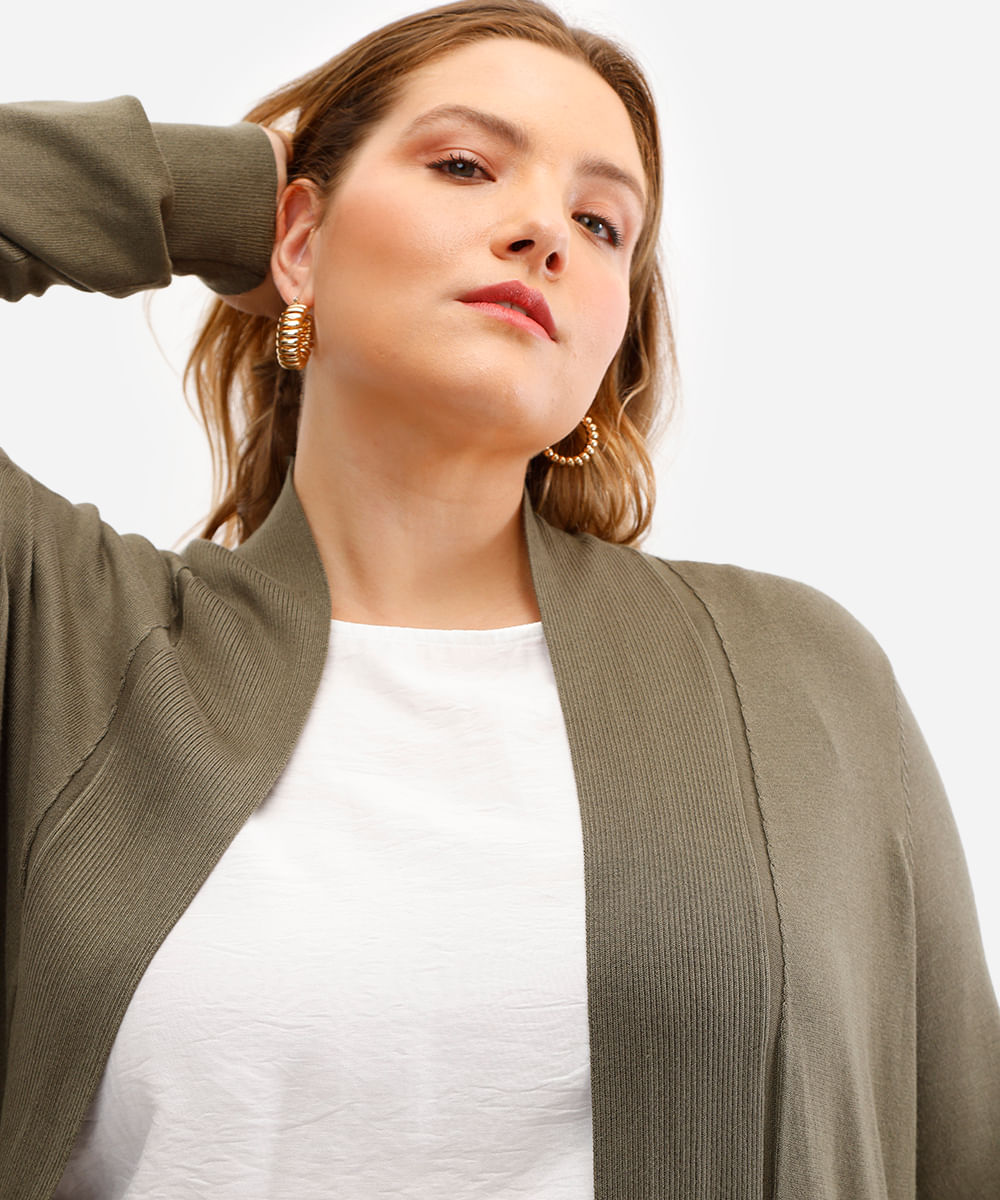 suéter capa de tricot plus size - verde escuro