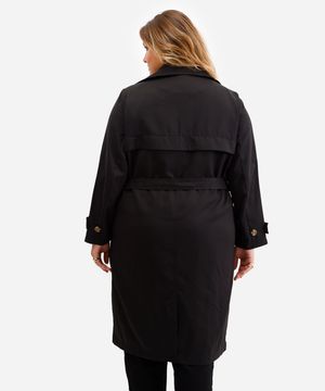 casaco trench coat plus size preto