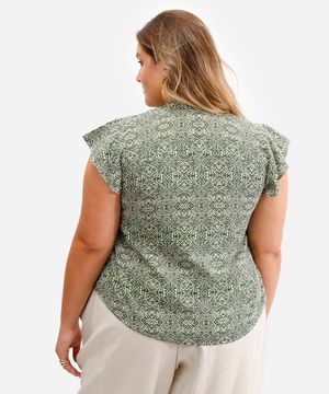 blusa feminina de viscose estampada plus size verde