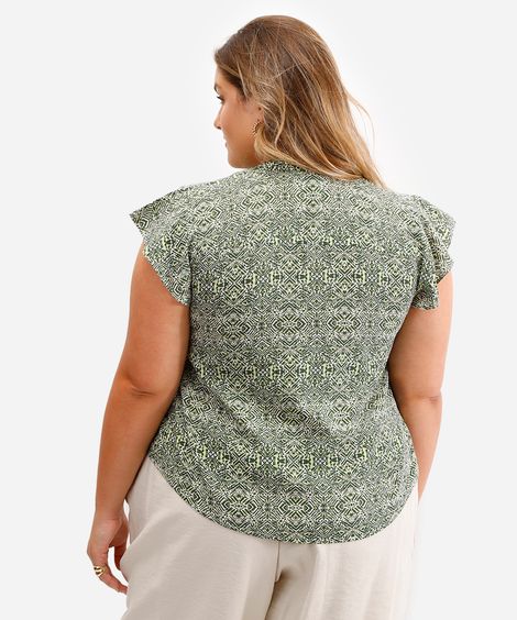 blusa feminina de viscose estampada plus size verde