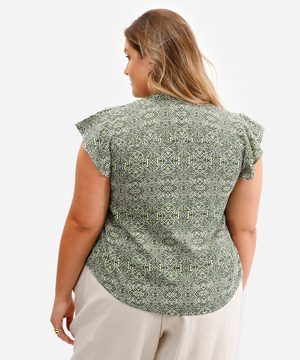 blusa feminina de viscose estampada plus size verde