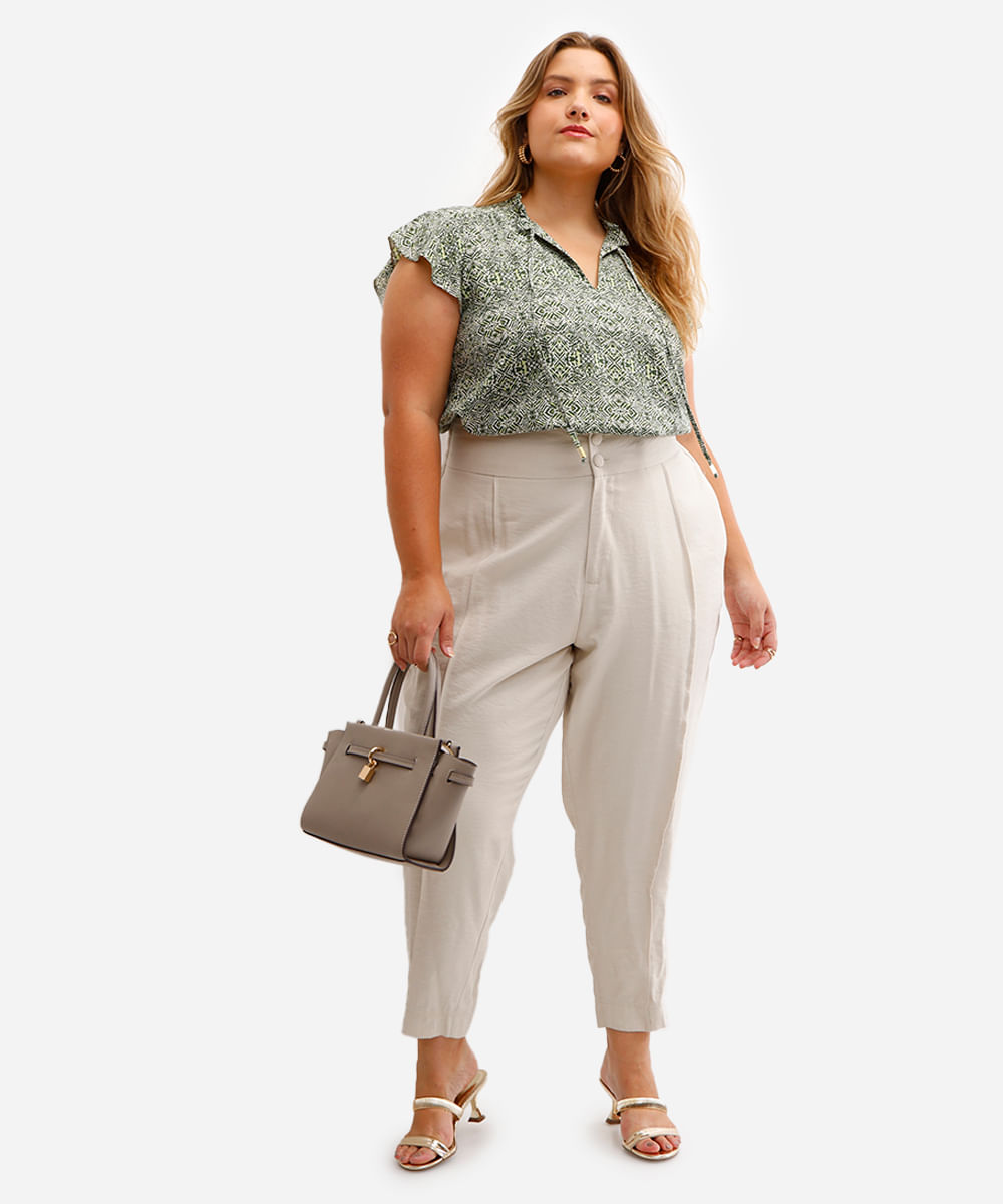 blusa feminina de viscose estampada plus size verde
