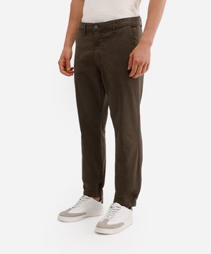 calça chino slim masculina de sarja verde