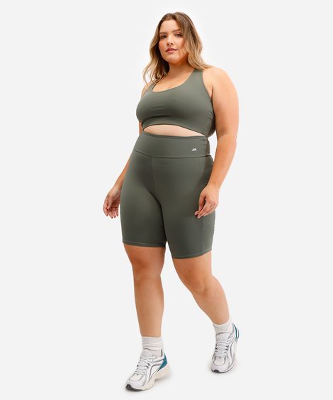 bermuda plus size com bolsos esportiva ace verde